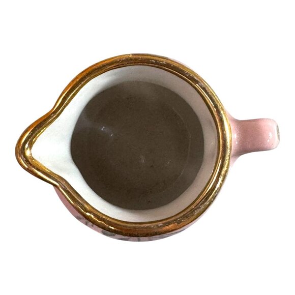 Vintage Paulette Bristol Pink Floral Mini Creamer Pitcher With Gold Rim Flowers - Picture 9 of 9